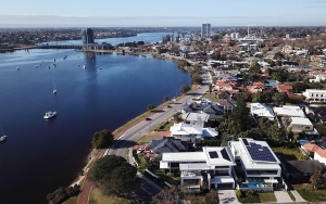 Swan and Canning Rivers aerial drone view