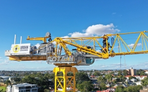Urban construction crane aerial inspection in Perth